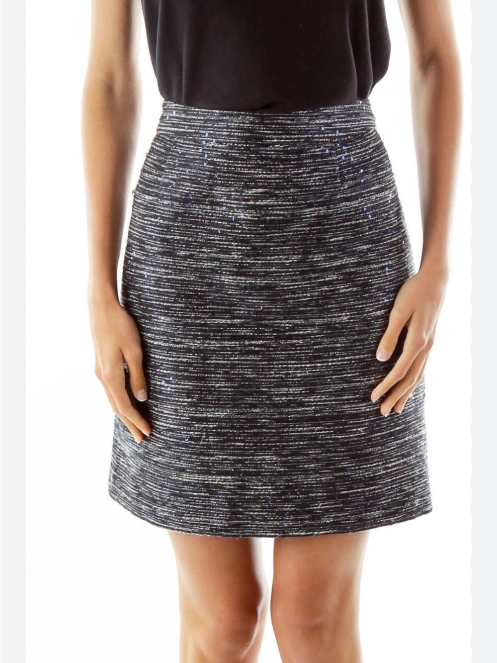 Laundry by Shelli Segal mini gray with metallic sparkles skirt